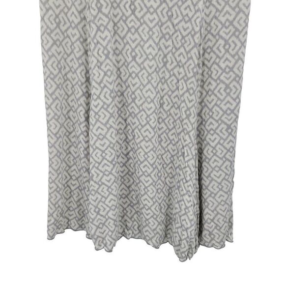 Max Studio Jersey Knit Skirt S Gray Geometric Pattern Stretch Skater Mini - Picture 6 of 9